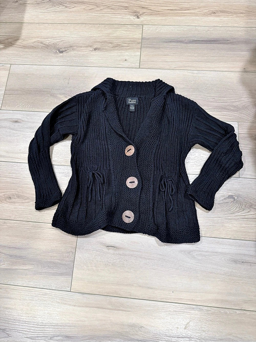 Pure Knit Cardigan in Black Size Medium